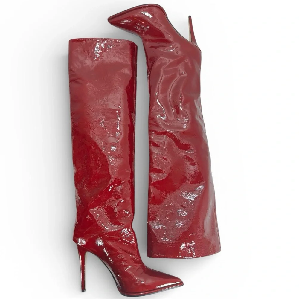 Tamara Mellon Trinity Patent Red Knee High Boots